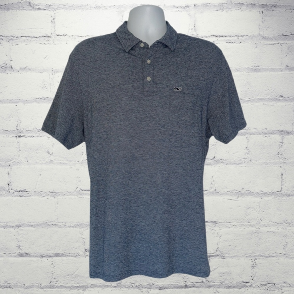 Vineyard Vines Heather Blue Edgartown Golf Polo Men’s Size Large - Short Sleeve